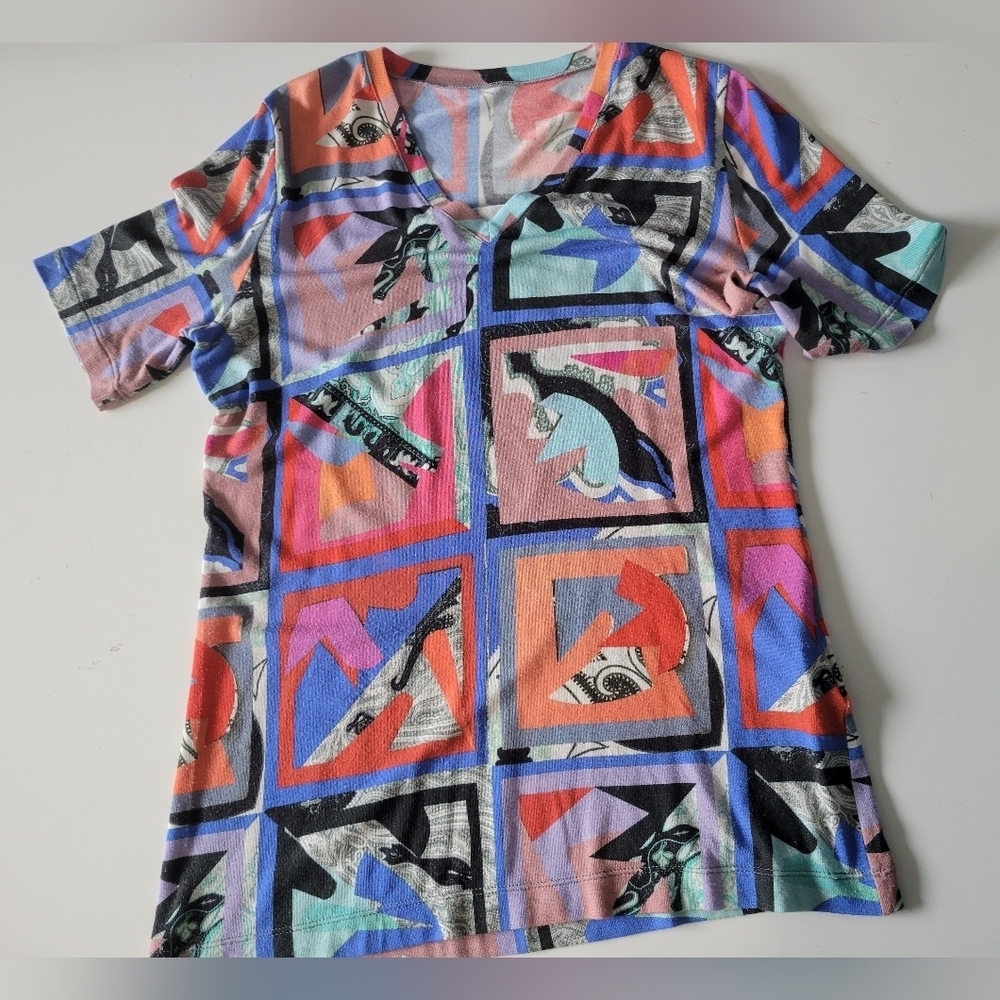 Etro Womens Multicolor Abstract Modal Tee XS?